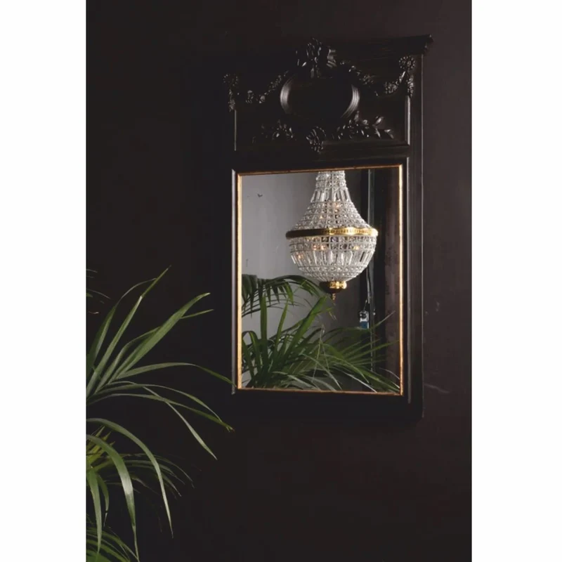 Casa Padrino Barock Spiegel Schwarz H. 102 cm - Barockstil Möbel