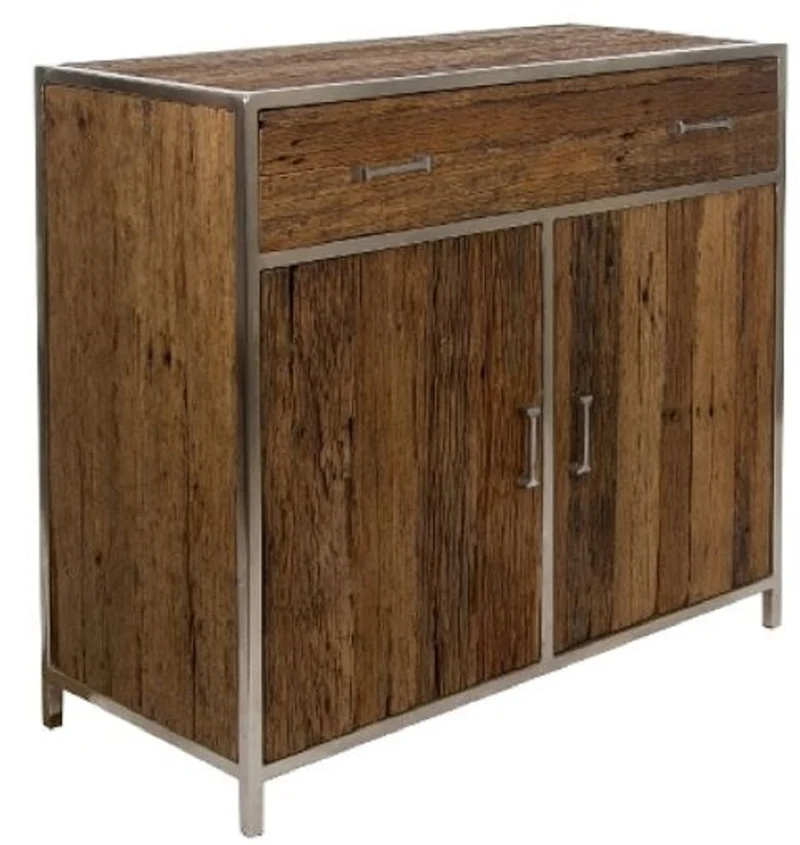 Casa Padrino Luxus Sideboard mit 2 Türen und 1 Schublade Braun / Silber 90 x 40 x H. 86 cm - Luxus Möbel