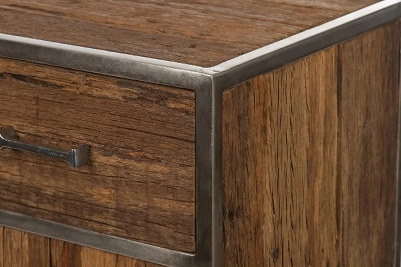 Casa Padrino Luxus Sideboard mit 2 Türen und 1 Schublade Braun / Silber 90 x 40 x H. 86 cm - Luxus Möbel