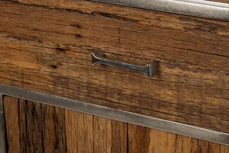 Casa Padrino Luxus Sideboard mit 2 Türen und 1 Schublade Braun / Silber 90 x 40 x H. 86 cm - Luxus Möbel