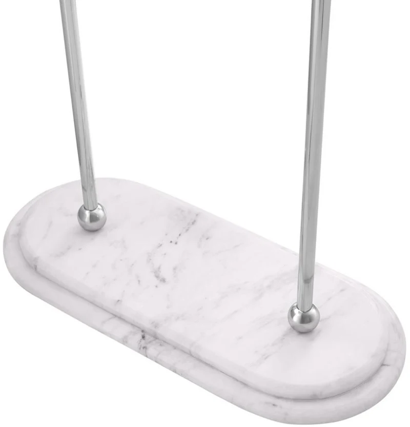 Casa Padrino Luxus Handtuchhalter Silber / Weiß 50 x 22 x H. 159 cm - Luxus Badezimmer Accessoires