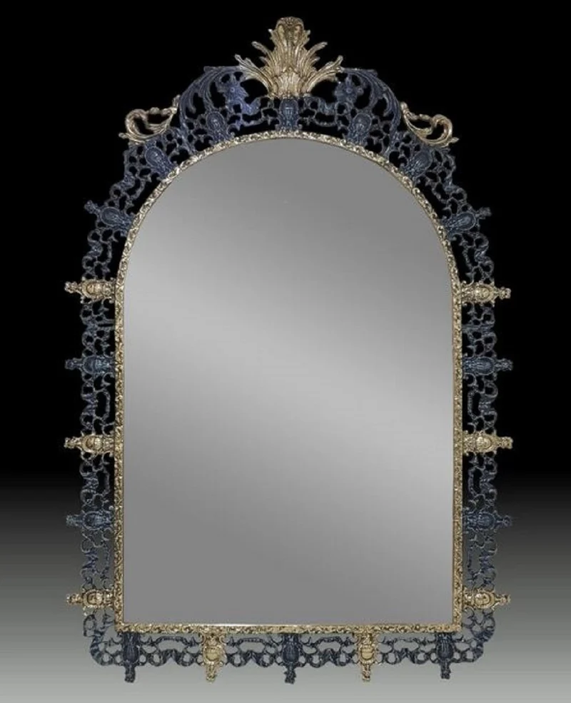 Casa Padrino Luxus Barock Bronze Spiegel Blau / Gold H. 123 cm - Barock Möbel