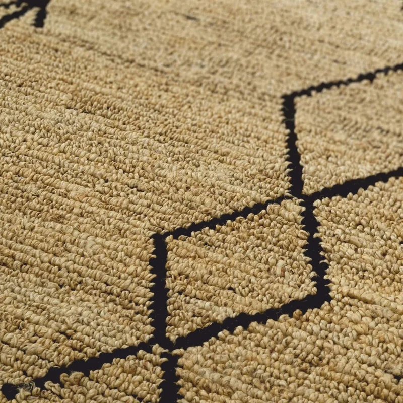 Casa Padrino Luxus Jute Teppich Beige / Schwarz 200 x 300 cm - Handgewebt