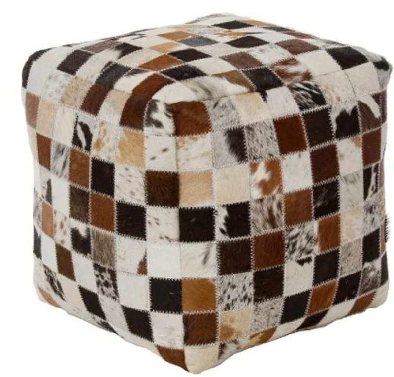 Casa Padrino Luxus Sitzwürfel Mehrfarbig 40 x 40 x H. 40 cm - Fell Sitzhocker im Patchwork Design