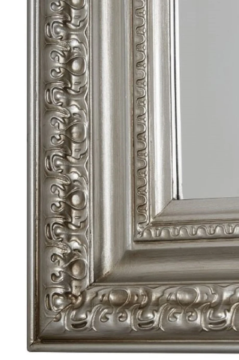 Casa Padrino Barock Wandspiegel Silber 60 x H. 150 cm - Handgefertigter Spiegel im Barockstil