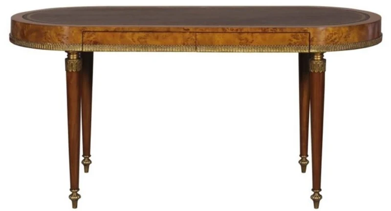 Casa Padrino Luxus Jugendstil Schreibtisch mit 2 Schubladen Hellbraun / Braun 160 x 68 x H. 77 cm - Luxus Büromöbel