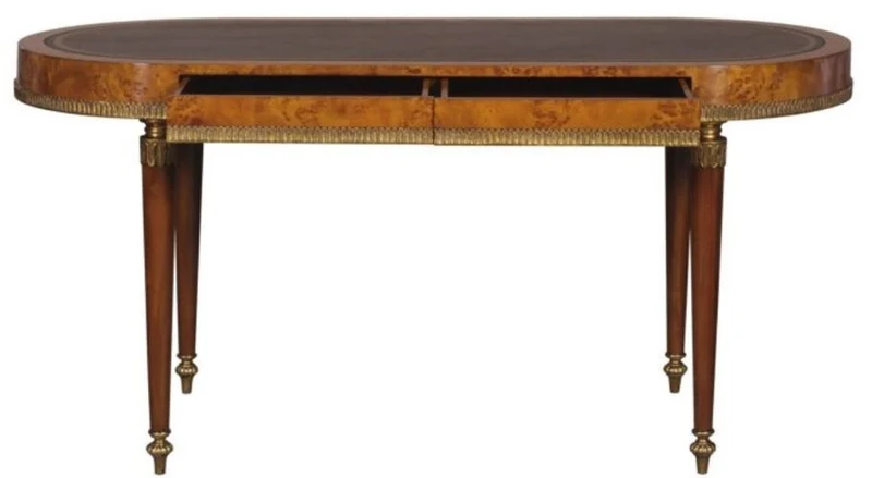Casa Padrino Luxus Jugendstil Schreibtisch mit 2 Schubladen Hellbraun / Braun 160 x 68 x H. 77 cm - Luxus Büromöbel