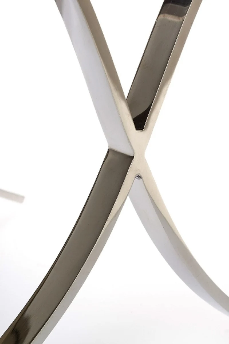 Casa Padrino Designer Kunstfell Hocker Weiß / Gold / Silber 40 x 33 x H. 45 cm - Designer Möbel