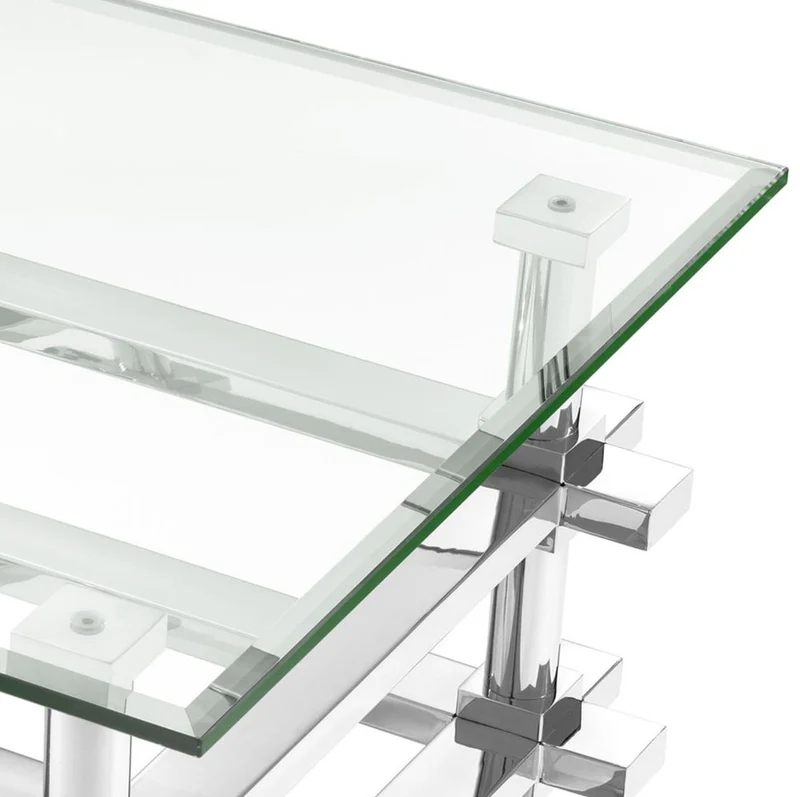Casa Padrino Luxus Beistelltisch Silber 61 x 61 x H. 61 cm - Edelstahl Tisch mit Glasplatte
