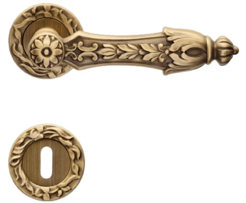 Casa Padrino Barock Türklinken Set Messing Patiniert 15,7 x H. 5,3 cm - Prunkvolle Türgriffe im Barockstil