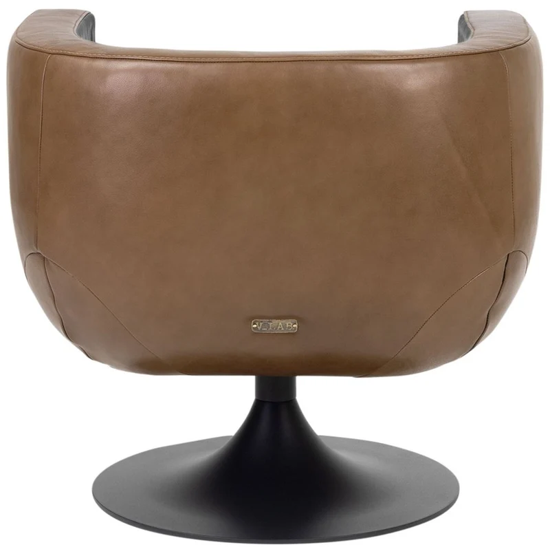Casa Padrino Luxus Wohnzimmer Echtleder Drehsessel Schwarz / Braun 75 x 70 x H. 66,5 cm - Luxus Möbel