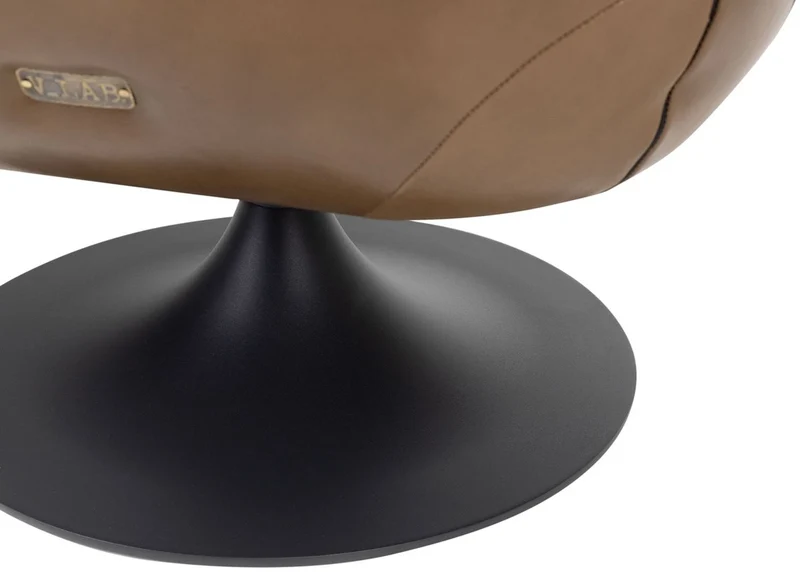 Casa Padrino Luxus Wohnzimmer Echtleder Drehsessel Schwarz / Braun 75 x 70 x H. 66,5 cm - Luxus Möbel