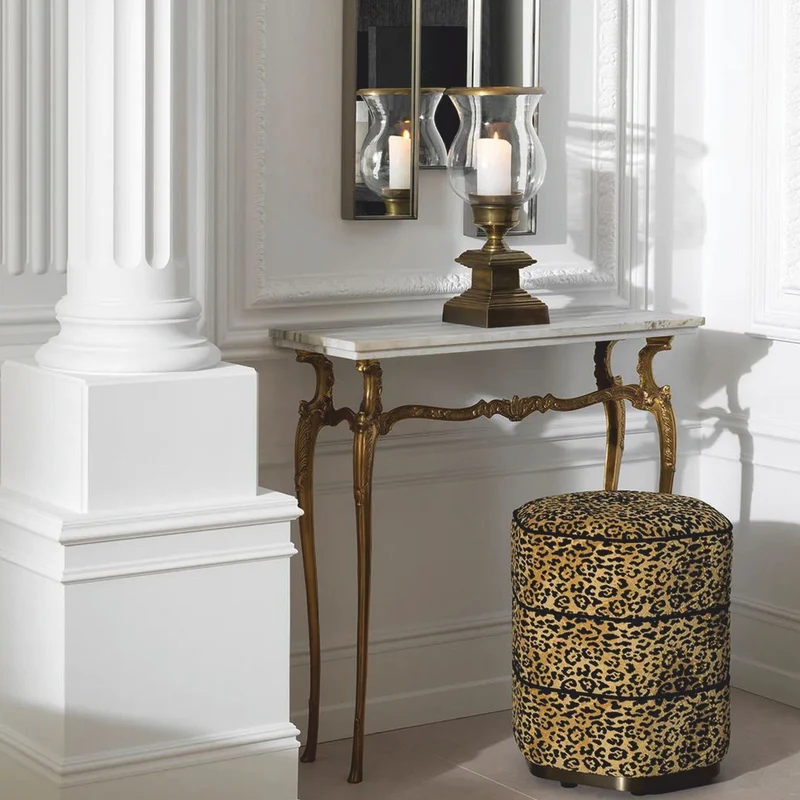 Casa Padrino Luxus Hocker Leopard / Bronze H. 54 cm - Luxus Hotel Möbel