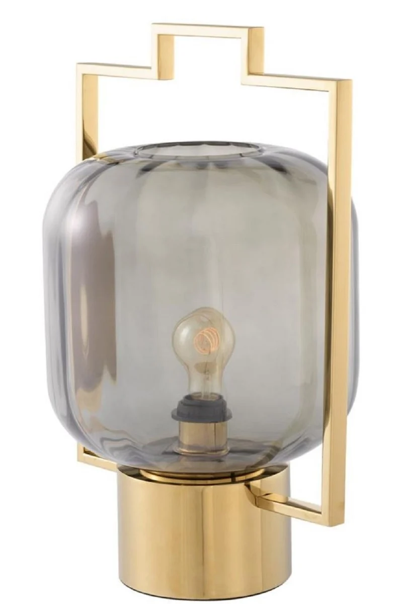 Casa Padrino Luxus Tischleuchte Gold / Grau 32 x H. 48,5 cm - Hotel & Restaurant Tischlampe