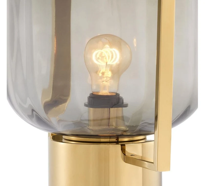 Casa Padrino Luxus Tischleuchte Gold / Grau 32 x H. 48,5 cm - Hotel & Restaurant Tischlampe