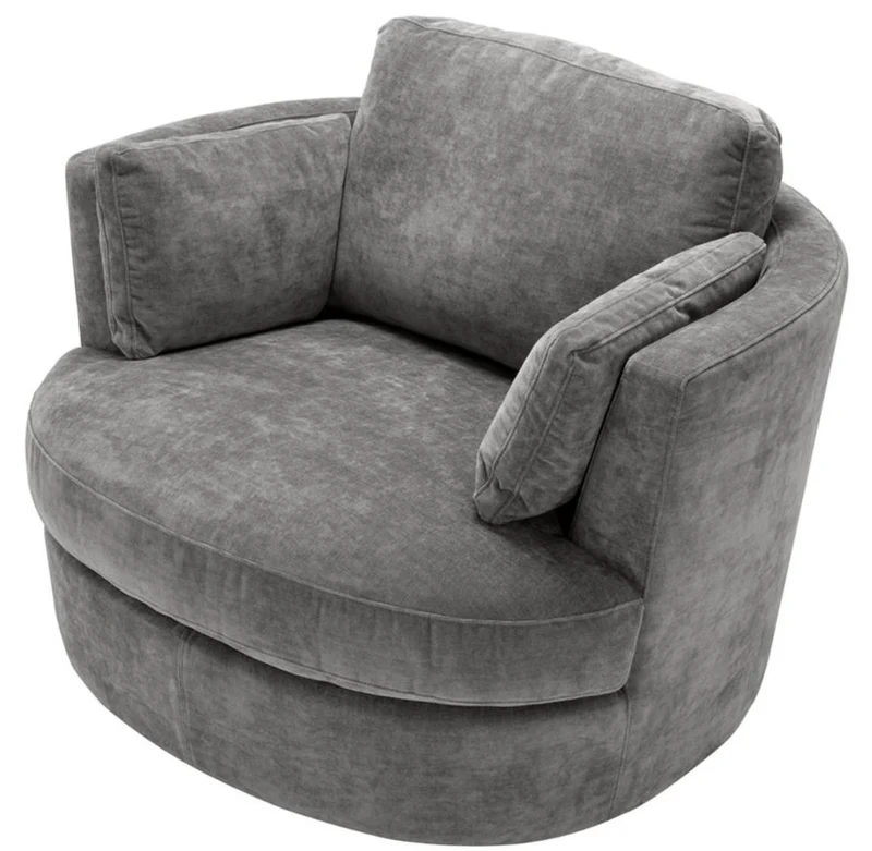 Casa Padrino Luxus Sessel / Drehsessel Grau 110 x 100 x H. 70 cm - Wohnzimmermöbel