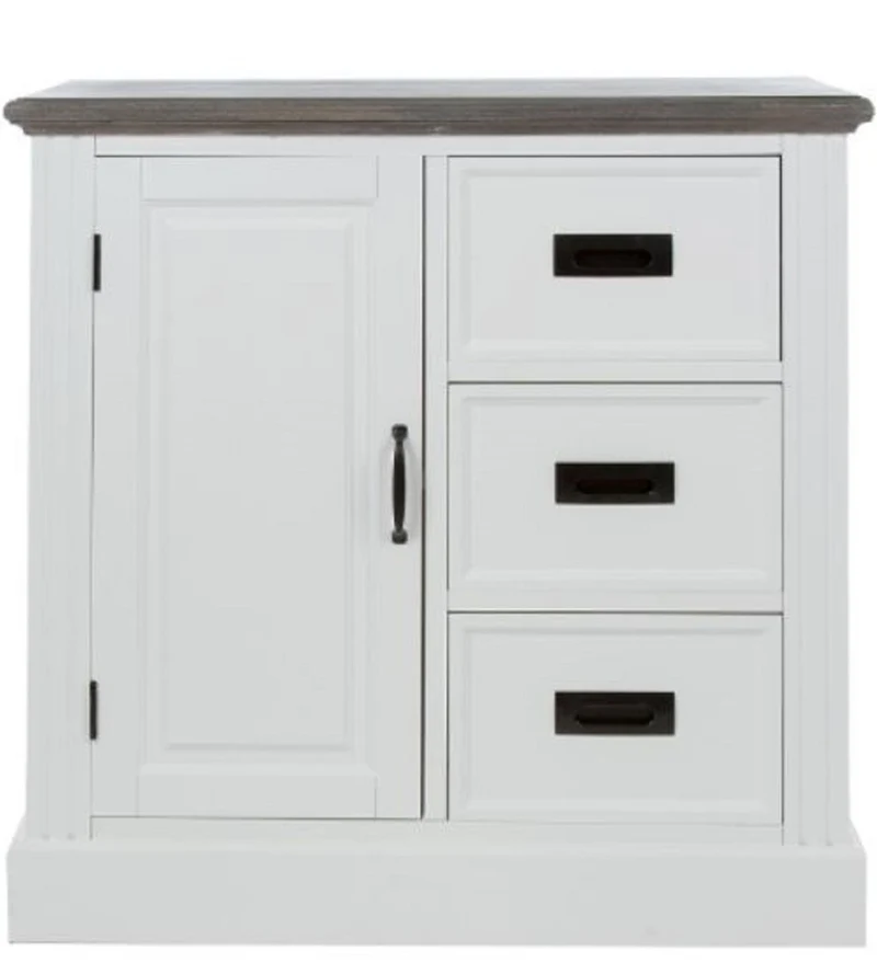 Casa Padrino Landhausstil Kommode mit Tür und 3 Schubladen Weiß / Grau 80 x 40 x H. 85 cm - Landhausstil Möbel