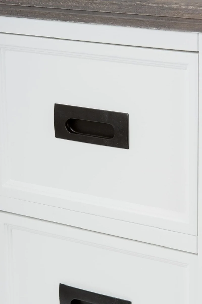 Casa Padrino Landhausstil Kommode mit Tür und 3 Schubladen Weiß / Grau 80 x 40 x H. 85 cm - Landhausstil Möbel