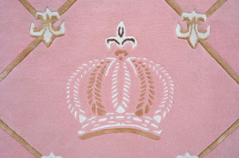 Pompöös by Casa Padrino Luxus Barock Teppich Krone von Harald Glööckler Rosa / Weiß / Braun 200 x 300 cm