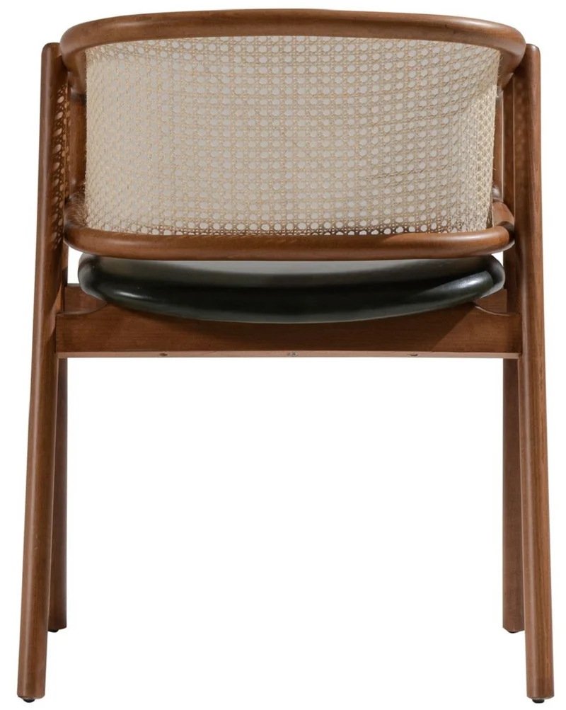Casa Padrino Luxus Esszimmer Stuhl mit Armlehnen Braun / Naturfarben / Dunkelgrün H. 77 cm