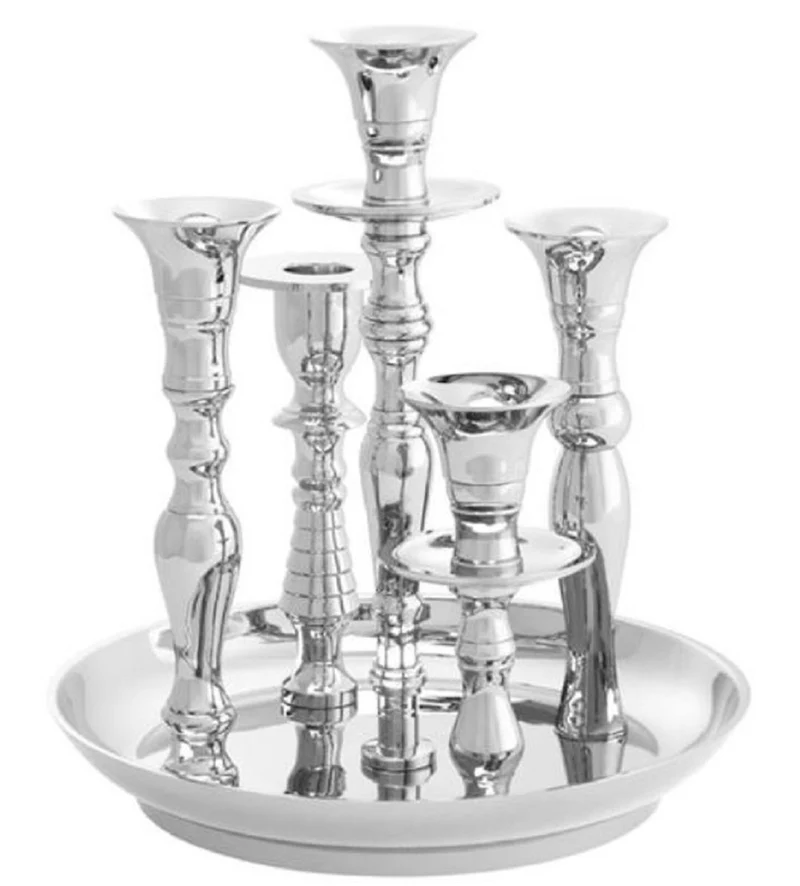 Casa Padrino Luxus Messing Kerzenhalter Silber Ø 22 x H. 23,5 cm - Hotel & Restaurant Accessoires