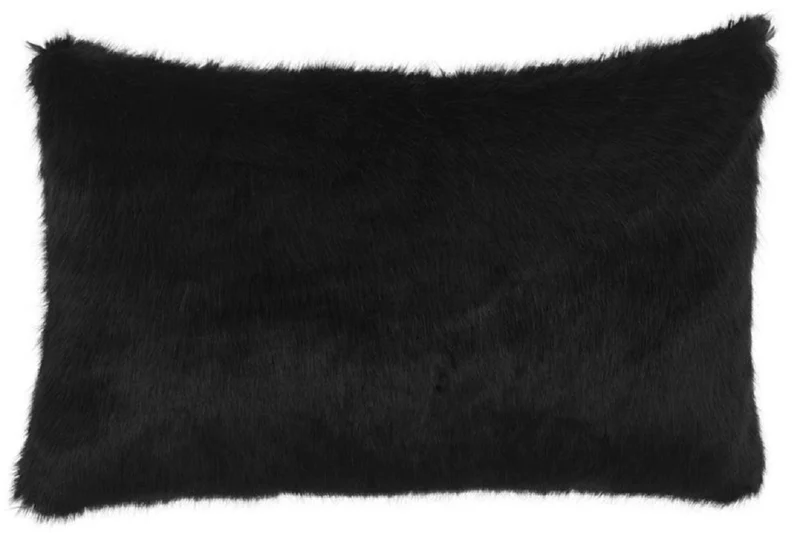 Casa Padrino Luxus Kunstfell Kissen Schwarz 60 x 40 cm - Wohnzimmer Deko Accessoires