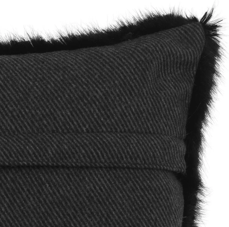 Casa Padrino Luxus Kunstfell Kissen Schwarz 60 x 40 cm - Wohnzimmer Deko Accessoires
