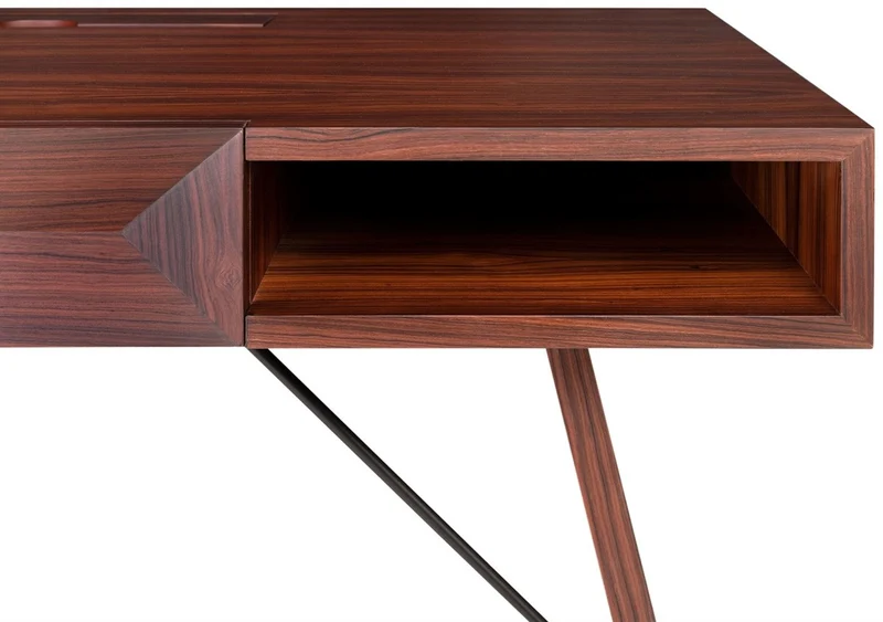 Casa Padrino Luxus Rosenholz Schreibtisch mit Schublade Braun 120 x 60 x H. 76 cm - Luxus Büromöbel