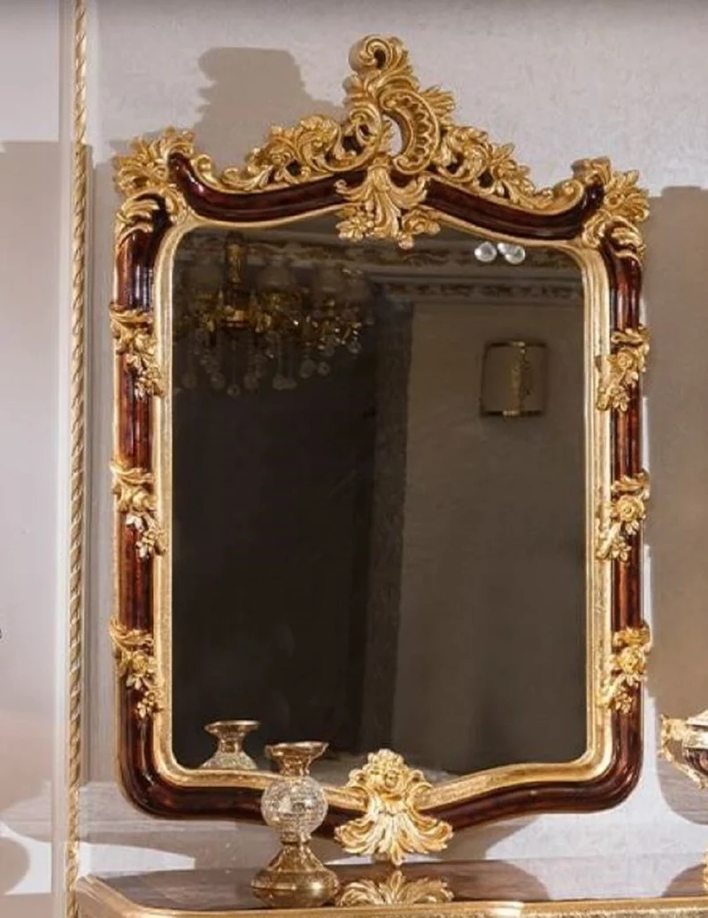 Casa Padrino Luxus Barock Spiegel Braun / Gold H. 127 cm - Barock Möbel