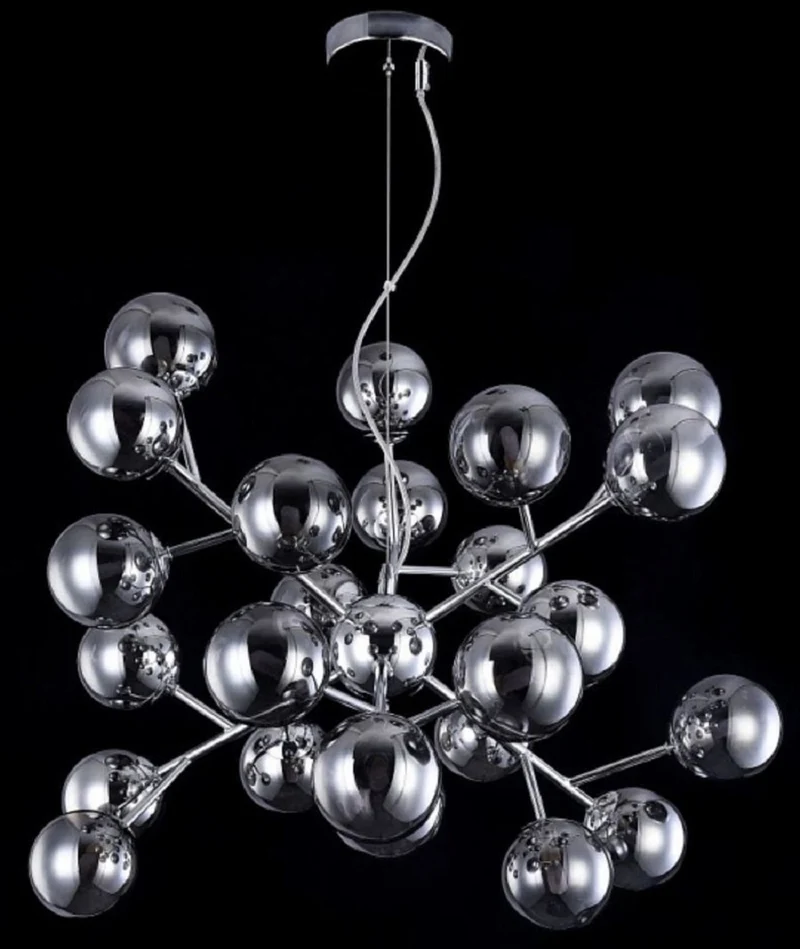 Casa Padrino Wohnzimmer Hängeleuchte Silber Ø 65 x H. 40 cm - Hängelampe mit kugelförmigen Lampenschirmen