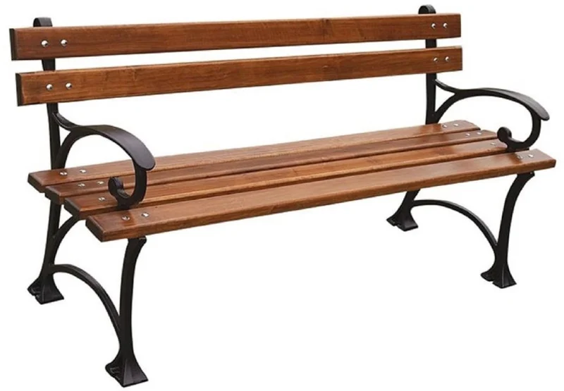 Casa Padrino Jugendstil Parkbank Braun / Schwarz 180 x 44 x H. 73 cm - Gartenbank mit Armlehnen - Gartenmöbel