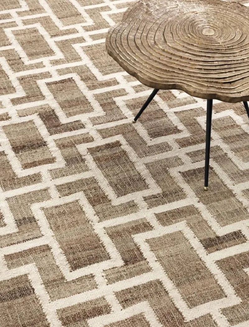 Casa Padrino Luxus Jute Teppich Naturfarben / Weiß 300 x 400 cm - Luxus Wohnzimmer Accessoires
