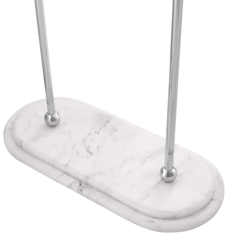 Casa Padrino Luxus Handtuchhalter Silber / Weiß 50 x 22 x H. 91 cm - Luxus Badezimmer Accessoires