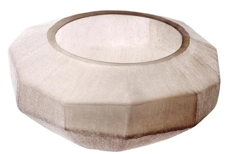 Casa Padrino Luxus Schüssel Sandfarben Ø 36 x H. 15 cm - Luxus Wohnzimmer Dekoration
