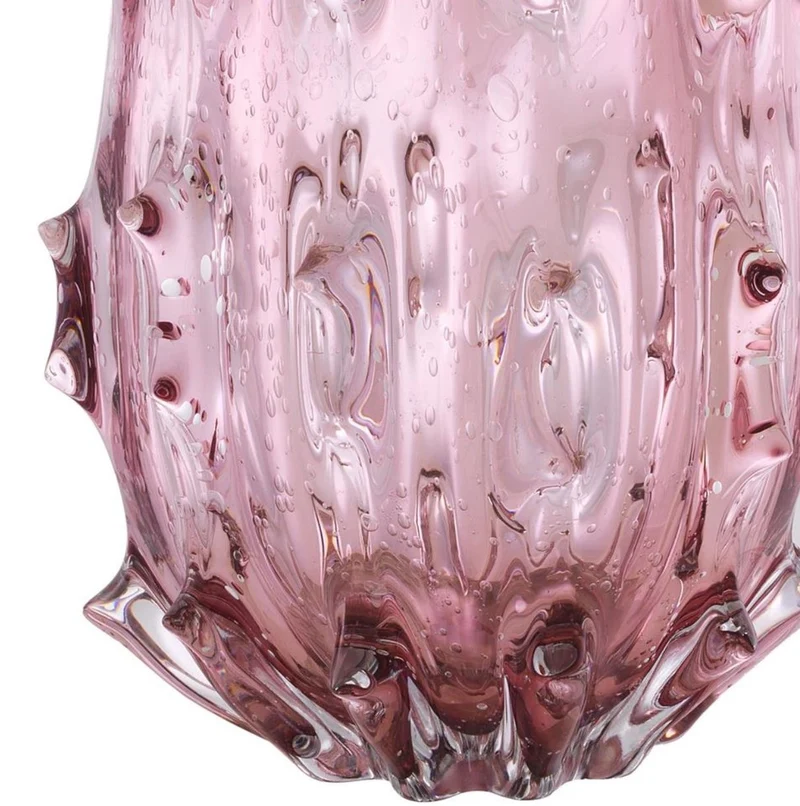 Casa Padrino Luxus Deko Glas Vase Blassrosa Ø 24 x H. 42 cm - Designer Blumenvase