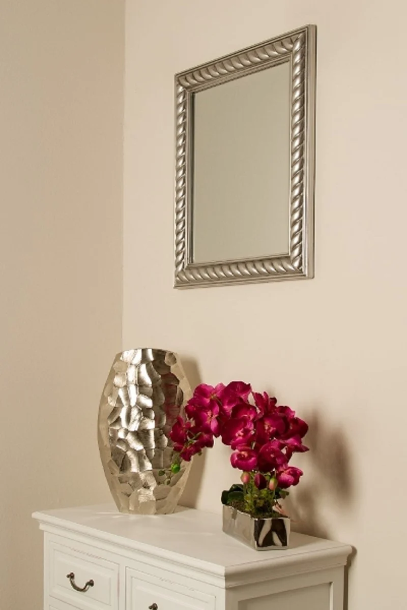 Casa Padrino Barock Spiegel / Wandspiegel Antik Silber 52 x H. 62 cm - Barockmöbel