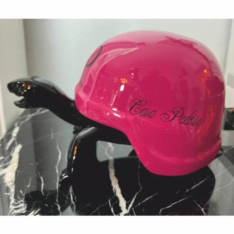 Casa Padrino Luxus Deko Figur Schildkröte Schwarz / Pink 40 cm - Deko Skulptur