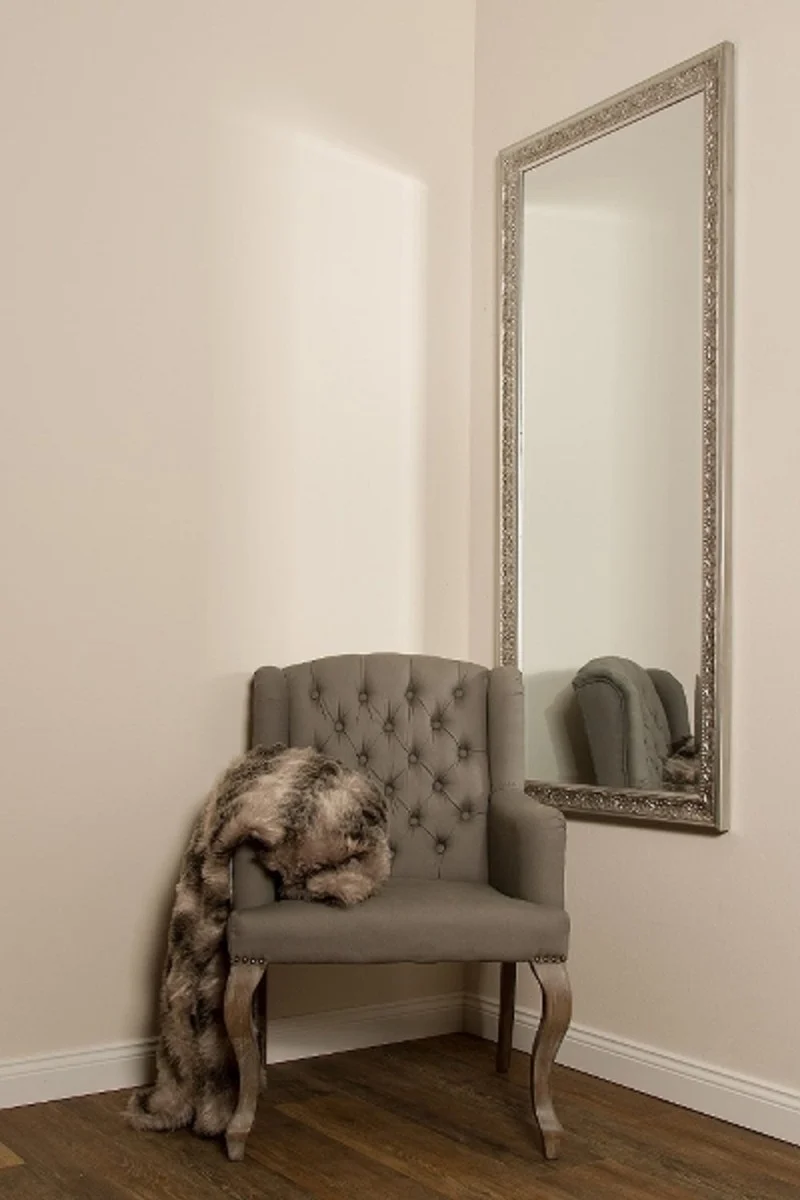 Casa Padrino Barock Spiegel Silber 72 x H. 162 cm - Handgefertigter Barock Wandspiegel