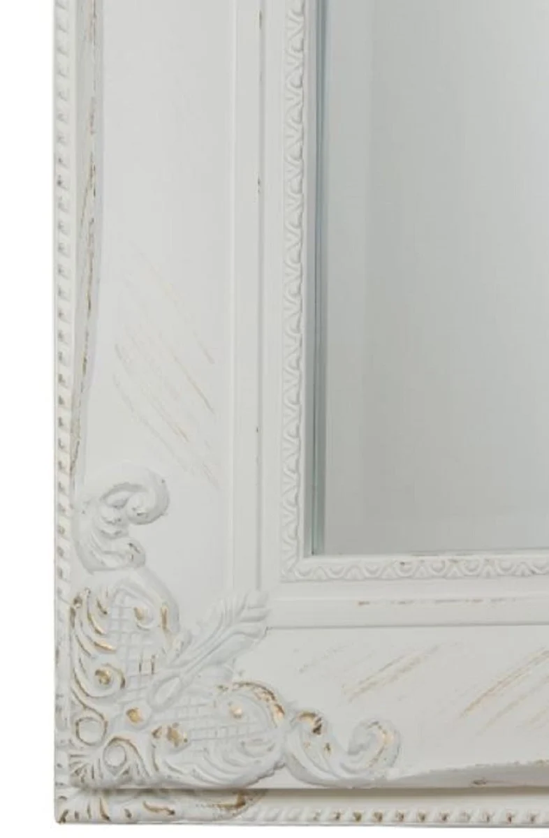 Casa Padrino Barock Wandspiegel Weiß 72 x H. 132 cm - Handgefertigter Barock Spiegel mit Holzrahmen und wunderschönen Verzierungen
