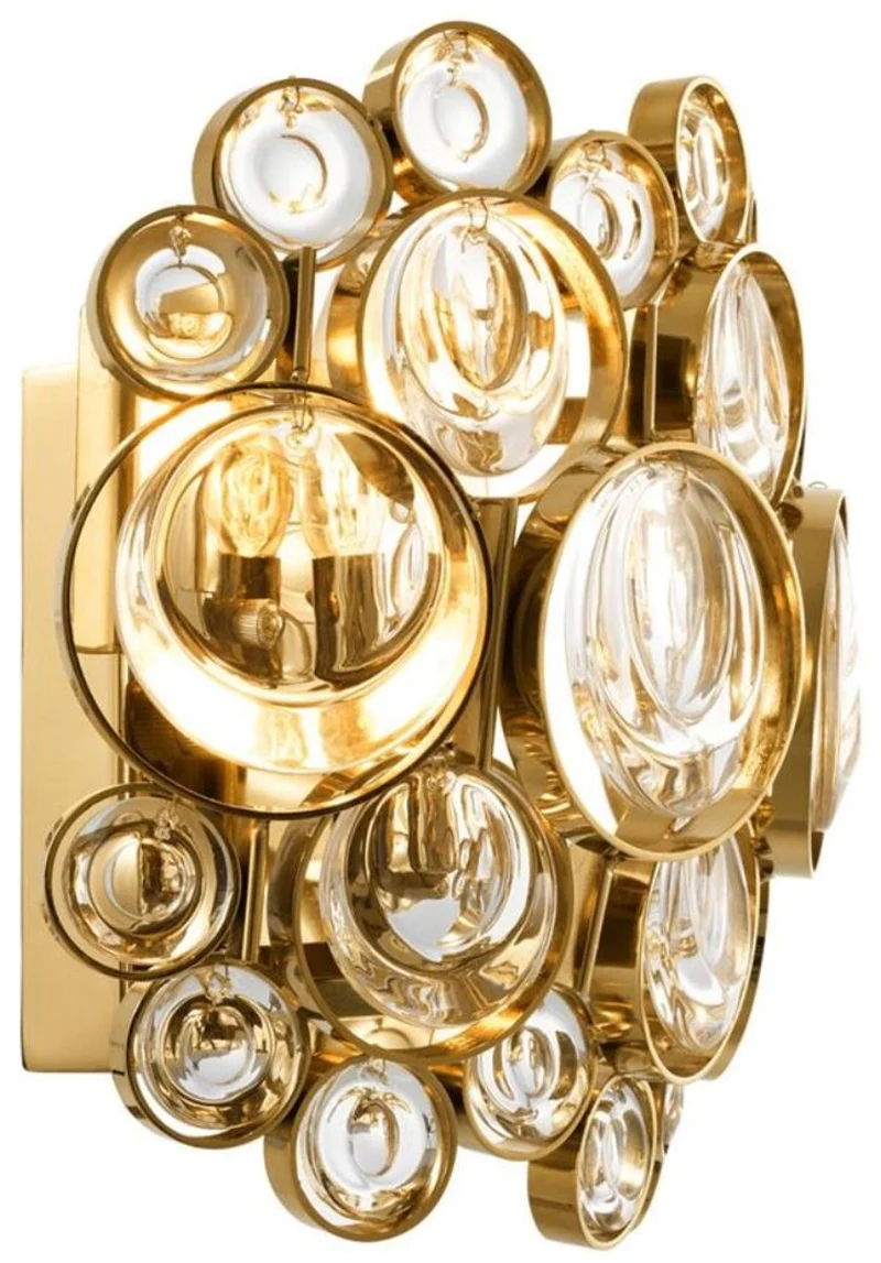 Casa Padrino Luxus Wandleuchte Gold 24 x 13 x H. 21 cm - Designer Wohnzimmermöbel