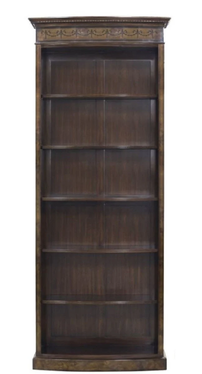 Casa Padrino Luxus Barock Bücherschrank Braun / Dunkelbraun 88 x 34 x H. 222 cm - Luxus Regalschrank im Barockstil