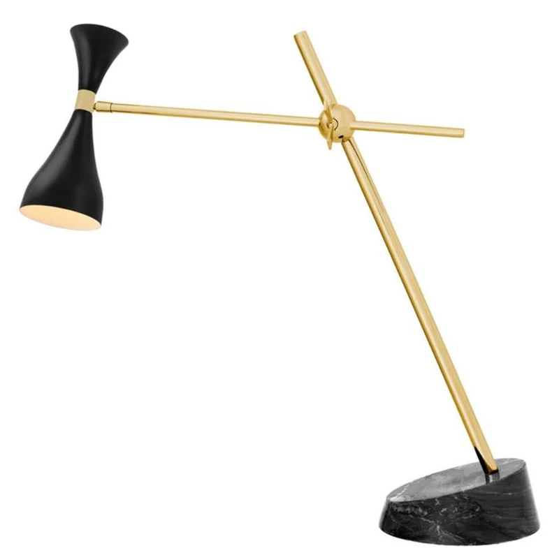 Casa Padrino Luxus Schreibtischleuchte Messingfarben / Schwarz 21 x 65 x H. 87-92 cm - Büromöbel