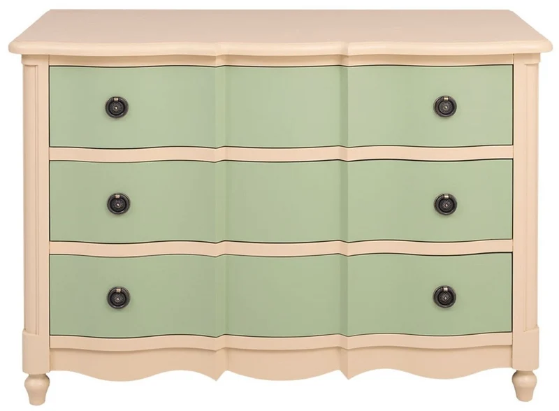 Casa Padrino Landhausstil Kommode mit 3 Schubladen Beige / Grün 130 cm - Landhausstil Möbel
