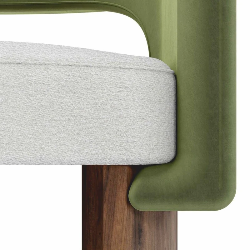 Casa Padrino Luxus Esszimmer Stuhl mit Armlehnen Grün / Weiß / Braun - Premium Qualität