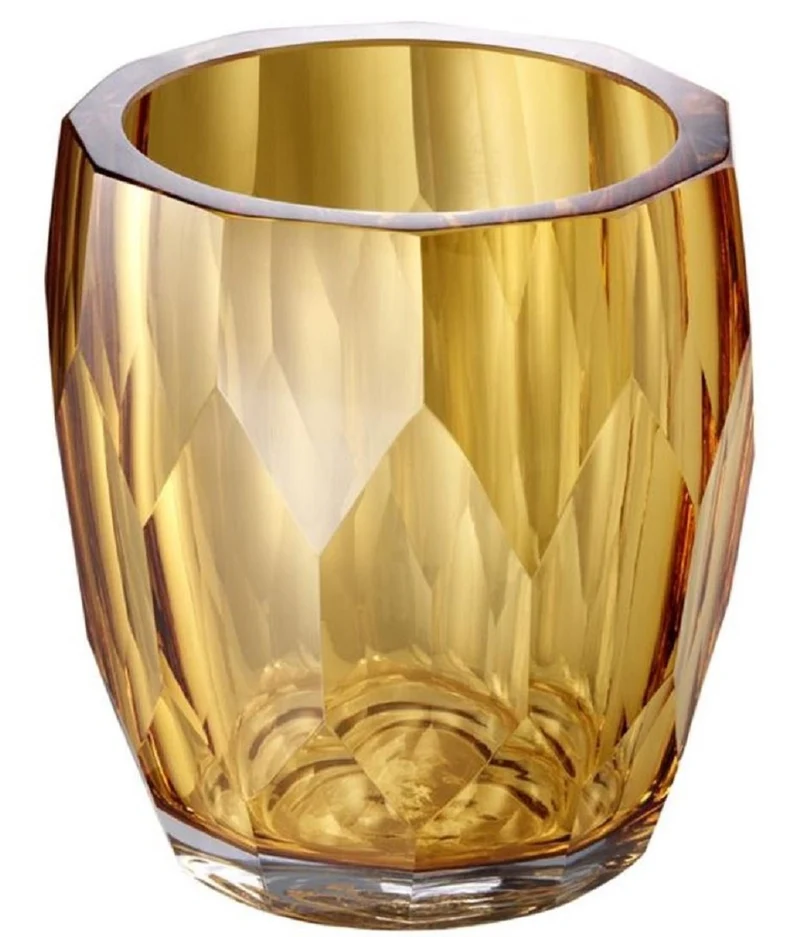 Casa Padrino Luxus Deko Glas Vase Gelb Ø 12 x H. 14 cm - Luxus Qualität