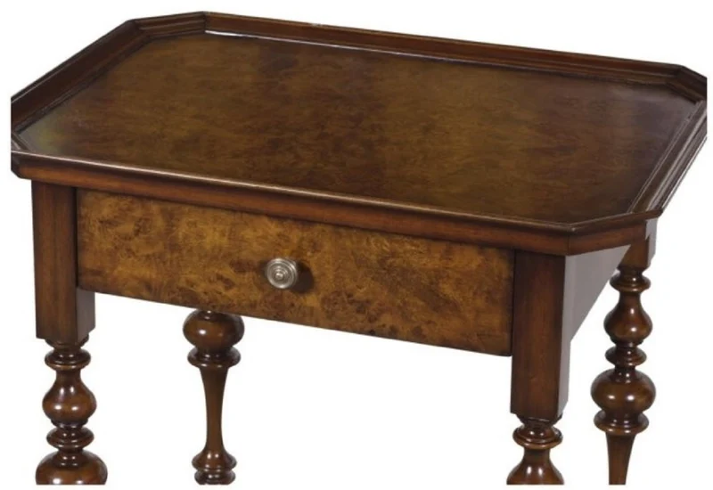 Casa Padrino Luxus Barock Beistelltisch mit Schublade Braun / Dunkelbraun 58 x 42 x H. 69 cm - Barockmöbel