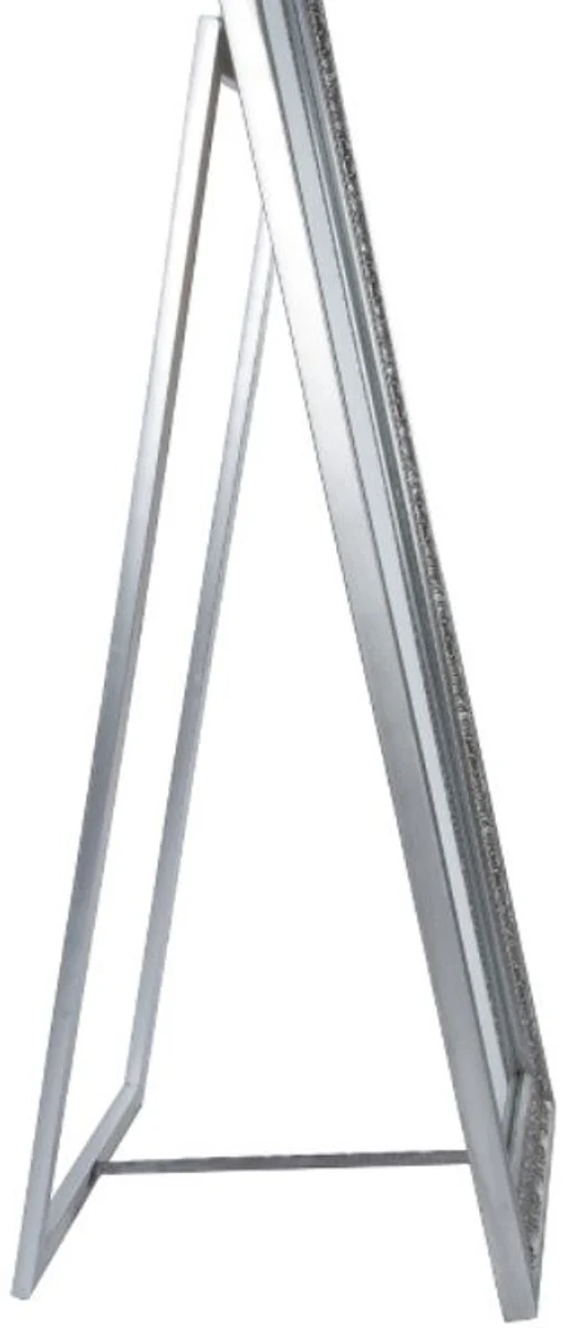Casa Padrino Barock Standspiegel / Wandspiegel Silber 45 x H. 180 cm - Handgefertigter Spiegel mit Holzrahmen & wunderschönen Verzierungen