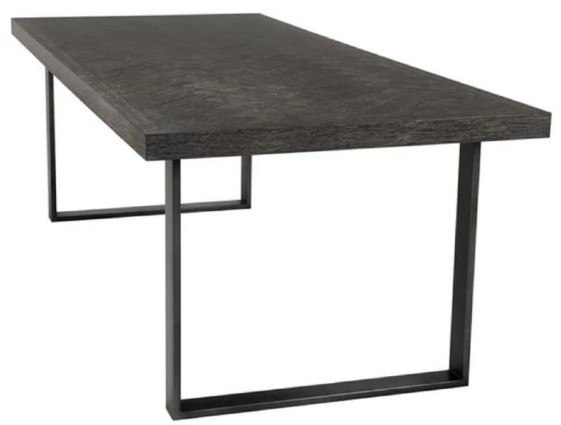 Casa Padrino Luxus Esstisch mit Eichenfurnier Tischplatte Schwarz / Bronze 230 x 100 x H. 75,5 cm - Luxus Esszimmermöbel
