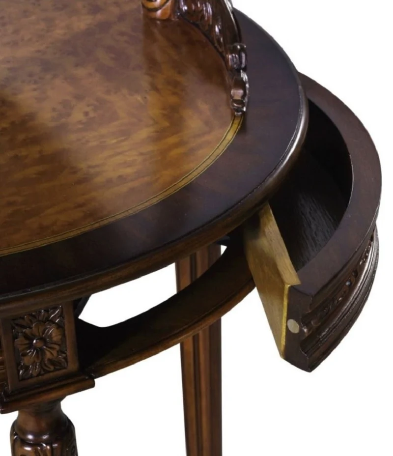 Casa Padrino Luxus Barock Schminktisch Dunkelbraun / Braun 80 x 57 x H. 142 cm - Ovaler Schminktisch im Barockstil