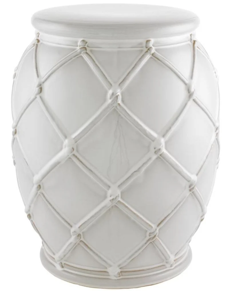 Casa Padrino Keramik Trommel Antik Weiß Ø 35 x H. 46 cm - Luxus Kollektion